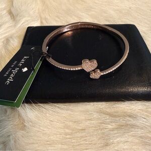Kate Spade Yours Truly Rose Gold Pave Heart Hinge Cuff Bracelet